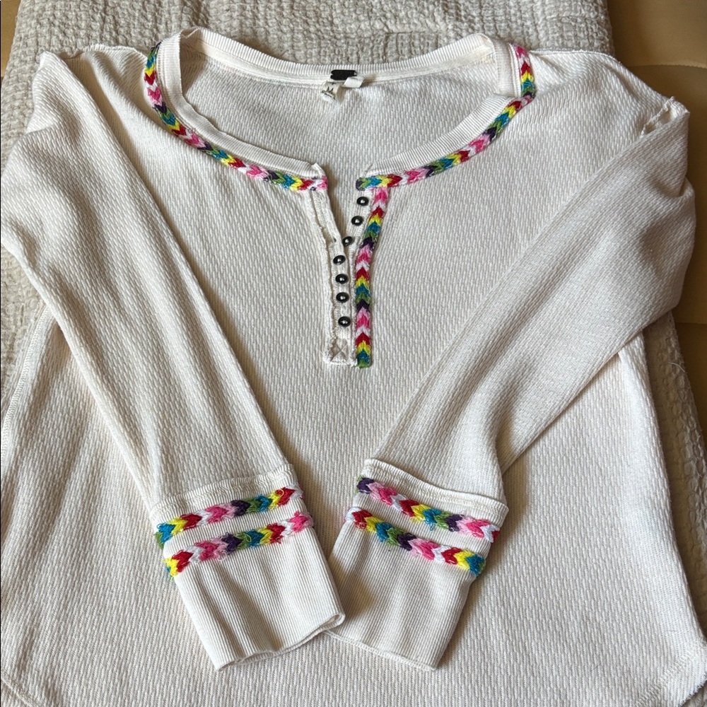 We The Free cream waffle top